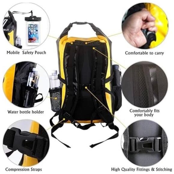 Vitchelo 30L Dry Bag Backpack With Waterproof Phone Bag Men Women - Picture 4 of 10
